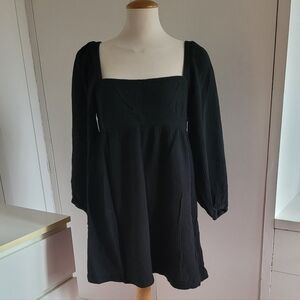 JCrew black square neck soft gauze dress